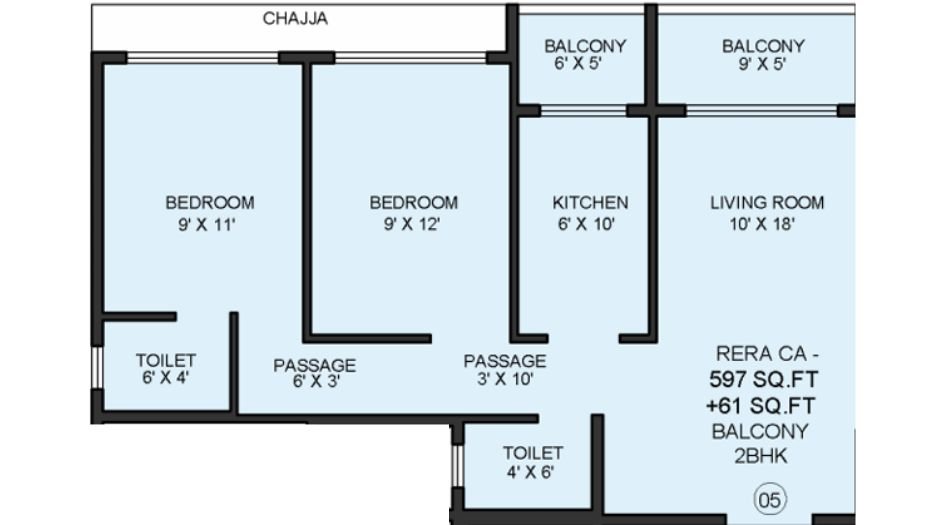 Shree-90-Nirvaana-Floor-Plan-2 BHK-658 Sqft